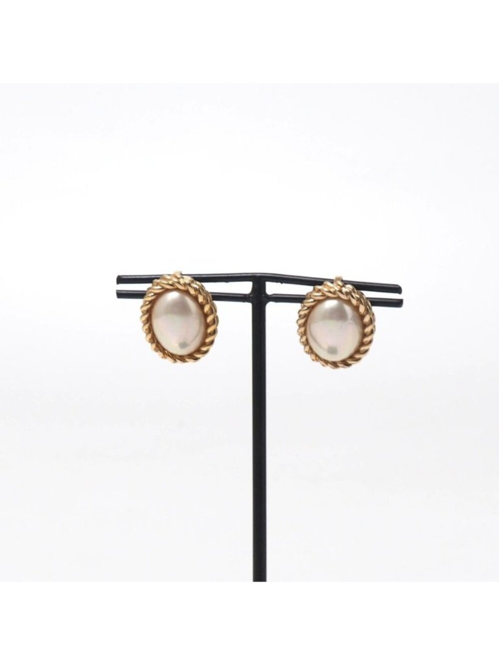 Dior Vintage Earrings Faux Pearl Gold